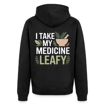 Herbalist I Take My Medicine Leafy Professional  - Unisex Premium Organic Zip Hoodie - black - Back - Nico (187cm)