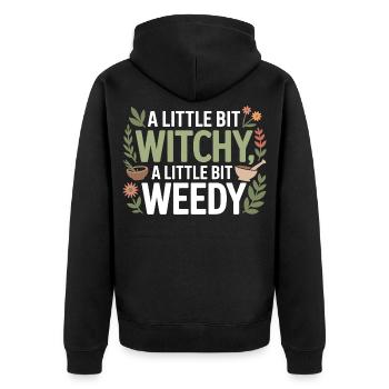 Zertifizierte klinische botanische Spezialistenbekleidung - Unisex Premium Bio Zip Hoodie - Schwarz - Hinten - Nico (187cm)