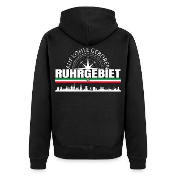 Ruhrgebiet  - Unisex Premium Bio Zip Hoodie - Schwarz - Hinten - Nico (187cm)