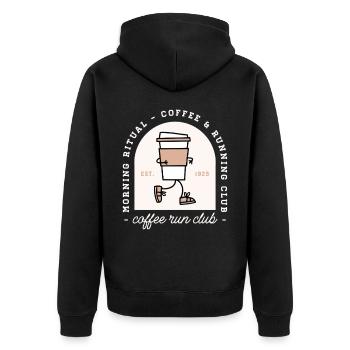 Club de café drôle et de course - Veste à capuche bio Premium Unisexe - noir - Dos - Nico (187cm)