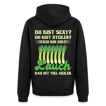 Gewichtheber DU BIST SEXY DU BIST STEILER Lustiges - Unisex Premium Bio Zip Hoodie - Schwarz - Hinten - Nico (187cm)