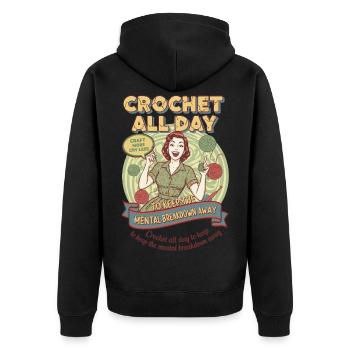 Crochet Lover Crochet Crochet Toute la Journée Garde la Tête - Veste à capuche bio Premium Unisexe - noir - Dos - Nico (187cm)