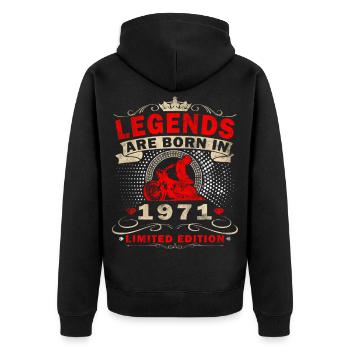 Jahrgang 1971 geboren Motorrad Geburtstag Geschenk - Unisex Premium Bio Zip Hoodie - Schwarz - Hinten - Nico (187cm)