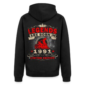 35. Geburtstag Geschenk Motorradfahrer 1991 - Unisex Premium Bio Zip Hoodie - Schwarz - Hinten - Nico (187cm)