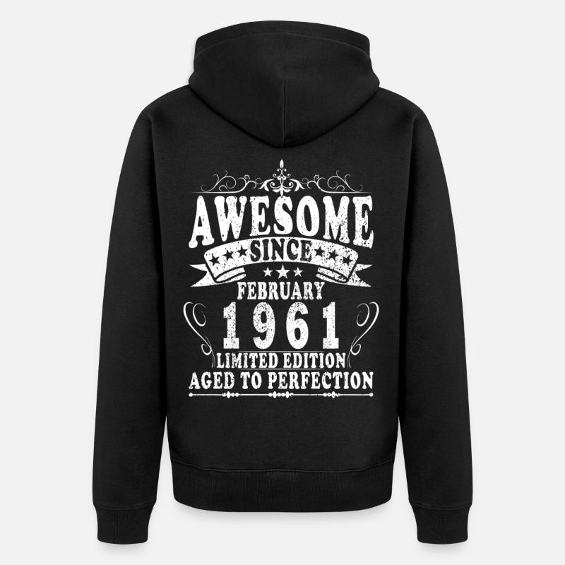 Février 1961 Jubilé 1961 Légendes Février - Veste à capuche bio Premium Unisexe - noir