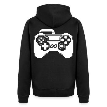 Game Controller Pixel Graphics - Unisex Premium Organic Zip Hoodie - black - Back - Nico (187cm)