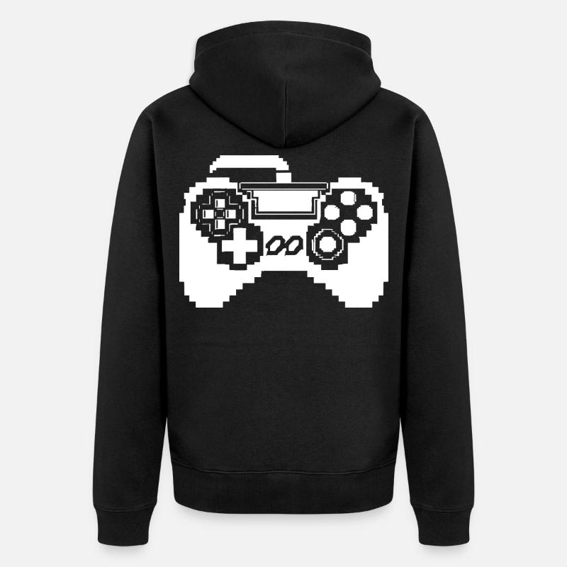 Game Controller Pixel Graphics - Unisex Premium Organic Zip Hoodie - black