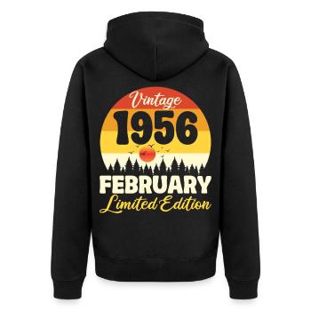 Anniversaire Février 1956 Cadeau Vintage Limited - Veste à capuche bio Premium Unisexe - noir - Dos - Nico (187cm)