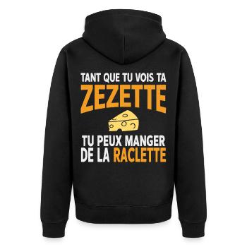Humour raclette tant que tu vois ta zezette - Veste à capuche bio Premium Unisexe - noir - Dos - Nico (187cm)