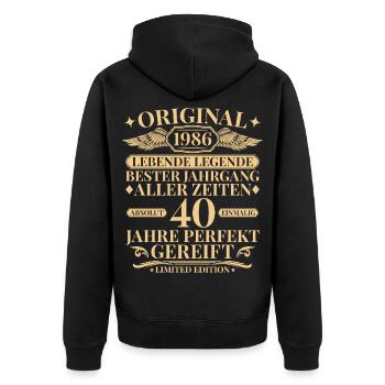 Né en 1986, Légende 40e anniversaire - Veste à capuche bio Premium Unisexe - noir - Dos - Nico (187cm)