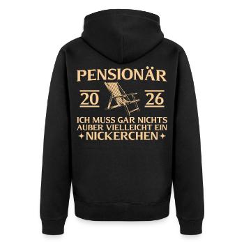 Pensioner 2026 Doesn't have to do anything but nap - Unisex Premium Organic Zip Hoodie - black - Back - Nico (187cm)