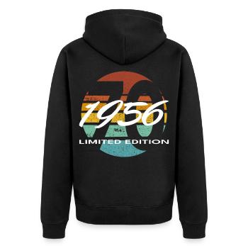 70th Birthday 1956 Gift for Men and Women - Unisex Premium Organic Zip Hoodie - black - Back - Nico (187cm)