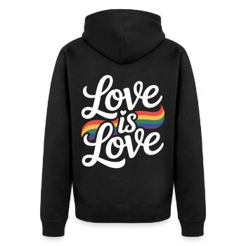 Love is Love Rainbow LGBTQ Pride - Unisex Premium Organic Zip Hoodie - black - Back - Nico (187cm)