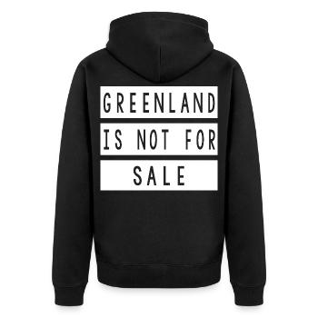 Greenland Is Not For Sale - Unisex Premium Organic Zip Hoodie - black - Back - Nico (187cm)