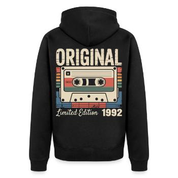 34th Anniversary - Vintage Gift 1992 - Unisex Premium Organic Zip Hoodie - black - Back - Nico (187cm)