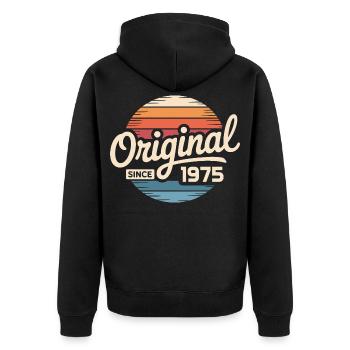 Cadeau d’anniversaire vintage 1975 Vintage 1975 - Veste à capuche bio Premium Unisexe - noir - Dos - Nico (187cm)
