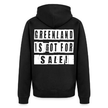 Greenland Is Not For Sale Shirt - Unisex Premium Organic Zip Hoodie - black - Back - Nico (187cm)