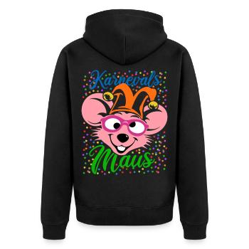 Karnevals Maus | Big Face Kostüm Verkleidung - Unisex Premium Bio Zip Hoodie - Schwarz - Hinten - Nico (187cm)