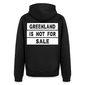 Greenland Is Not For Sale - Unisex Premium Bio Zip Hoodie - Schwarz - Hinten - Nico (187cm)