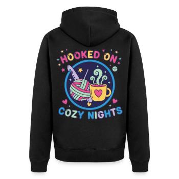 Accro aux nuits douillettes Amant du crochet Drôle - Veste à capuche bio Premium Unisexe - noir - Dos - Nico (187cm)