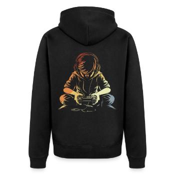 Gamer - Unisex Premium Organic Zip Hoodie - black - Back - Nico (187cm)