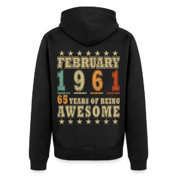Février 1961 Meilleur cadeau février 1961 - Veste à capuche bio Premium Unisexe - noir - Dos - Nico (187cm)