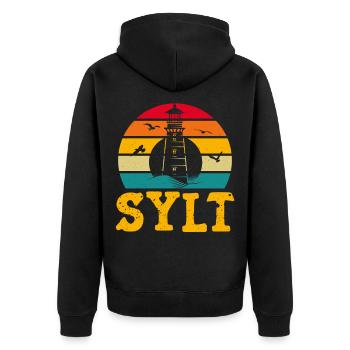 Nordsee Urlaub SYLT NORDSEE INSEL Lustiges - Unisex Premium Bio Zip Hoodie - Schwarz - Hinten - Nico (187cm)