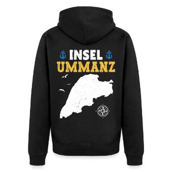 Ostsee Urlaub INSEL UMMANZ Lustiges - Unisex Premium Bio Zip Hoodie - Schwarz - Hinten - Nico (187cm)