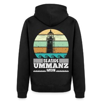 Baltic Sea Holiday SEASIDE UMMANZ MOIN Funny - Unisex Premium Organic Zip Hoodie - black - Back - Nico (187cm)