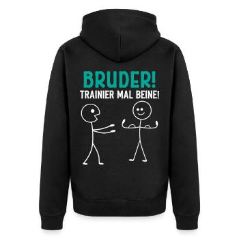 Stick Figure BROTHER TRAIN LEGS Funny - Unisex Premium Organic Zip Hoodie - black - Back - Nico (187cm)