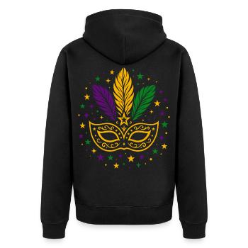 Karneval Maske mit Federn & Sternen - Unisex Premium Bio Zip Hoodie - Schwarz - Hinten - Nico (187cm)