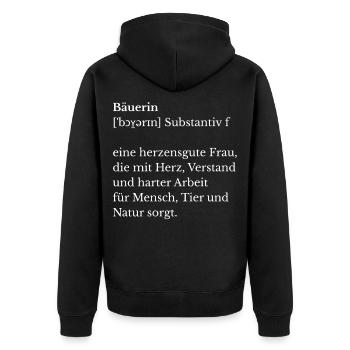 T-shirt Femme de fermier – Déclaration forte pour la vie à la campagne - Veste à capuche bio Premium Unisexe - noir - Dos - Nico (187cm)