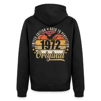 Geburtstagsgeschenk 1972 Original 1972 - Unisex Premium Bio Zip Hoodie - Schwarz - Hinten - Nico (187cm)