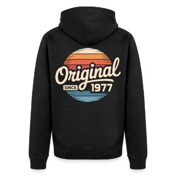 Cadeau d’anniversaire vintage 1977 Vintage 1977 - Veste à capuche bio Premium Unisexe - noir - Dos - Nico (187cm)
