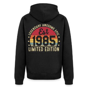 41e anniversaire 1985 cadeau 41 ans, vintage 1985 - Veste à capuche bio Premium Unisexe - noir - Dos - Nico (187cm)