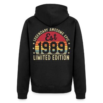 37th Anniversary 1989 Gift 37 Years, Vintage 1989 - Unisex Premium Organic Zip Hoodie - black - Back - Nico (187cm)