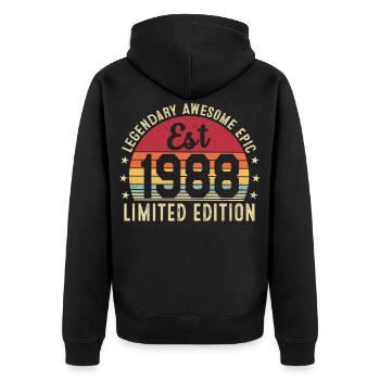 38th Anniversary 1988 Gift 38 Years, Vintage 1988 - Unisex Premium Organic Zip Hoodie - black - Back - Nico (187cm)