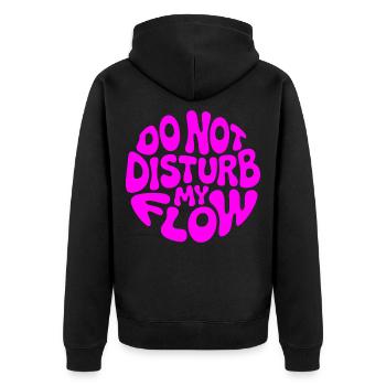 do not disturb my flow pink branded - Unisex Premium Organic Zip Hoodie - black - Back - Nico (187cm)