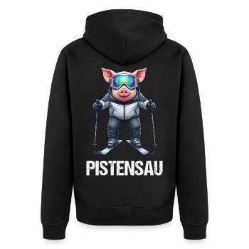 Pistensau - Unisex Premium Organic Zip Hoodie - black - Back - Nico (187cm)