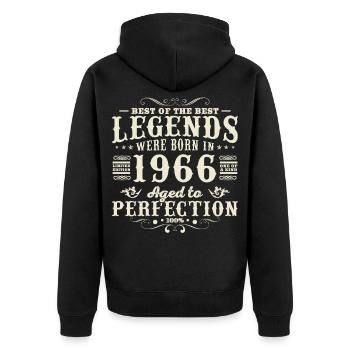 1966 Vintage Retro Geburtstagsgeschenk - Unisex Premium Bio Zip Hoodie - Schwarz - Hinten - Nico (187cm)