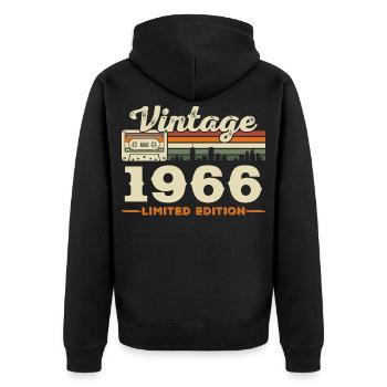 1966 Vintage Retro Geburtstagsgeschenk - Unisex Premium Bio Zip Hoodie - Schwarz - Hinten - Nico (187cm)