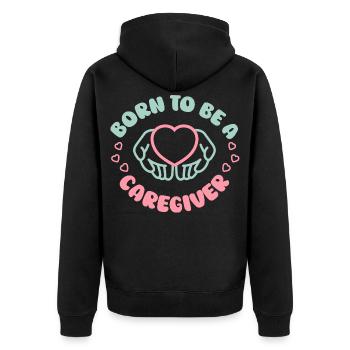Nurse, geriatric care - Unisex Premium Organic Zip Hoodie - black - Back - Nico (187cm)