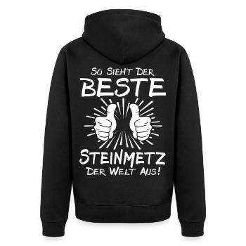 Best Stonemason - Unisex Premium Organic Zip Hoodie - black - Back - Nico (187cm)