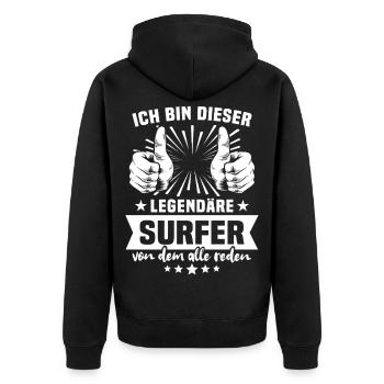 Légende du surfeur - Veste à capuche bio Premium Unisexe - noir - Dos - Nico (187cm)