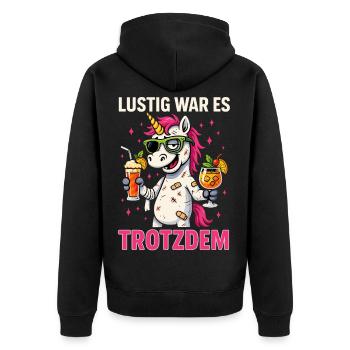 C’était quand même une fête de licorne drôle - Veste à capuche bio Premium Unisexe - noir - Dos - Nico (187cm)