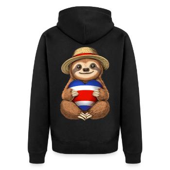 Costa-ricanisches Faultier - Unisex Premium Bio Zip Hoodie - Schwarz - Hinten - Nico (187cm)