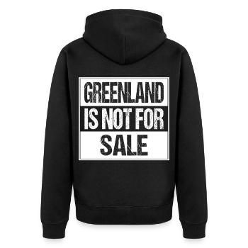 Greenland Is Not For Sale - Unisex Premium Bio Zip Hoodie - Schwarz - Hinten - Nico (187cm)