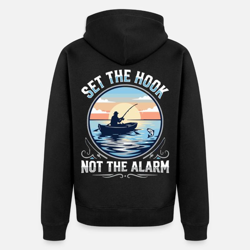 Accroche, pas l’alarme, pêcheur Spruch - Veste à capuche bio Premium Unisexe - noir