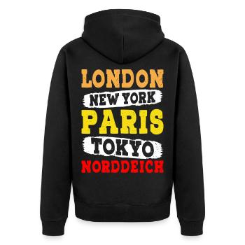 Vacances à la mer du Nord LONDRES NEW YORK PARIS TOKYO - Veste à capuche bio Premium Unisexe - noir - Dos - Nico (187cm)