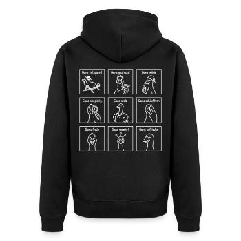 Gans viele Gefühle – Lustiges Wortspiel mit Gänsen - Unisex Premium Bio Zip Hoodie - Schwarz - Hinten - Nico (187cm)